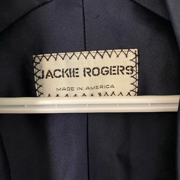 Jackie Rogers 100% Silk Navy Shortsleeved Blazer with Capped Sleeves - Picture 2 of 7
